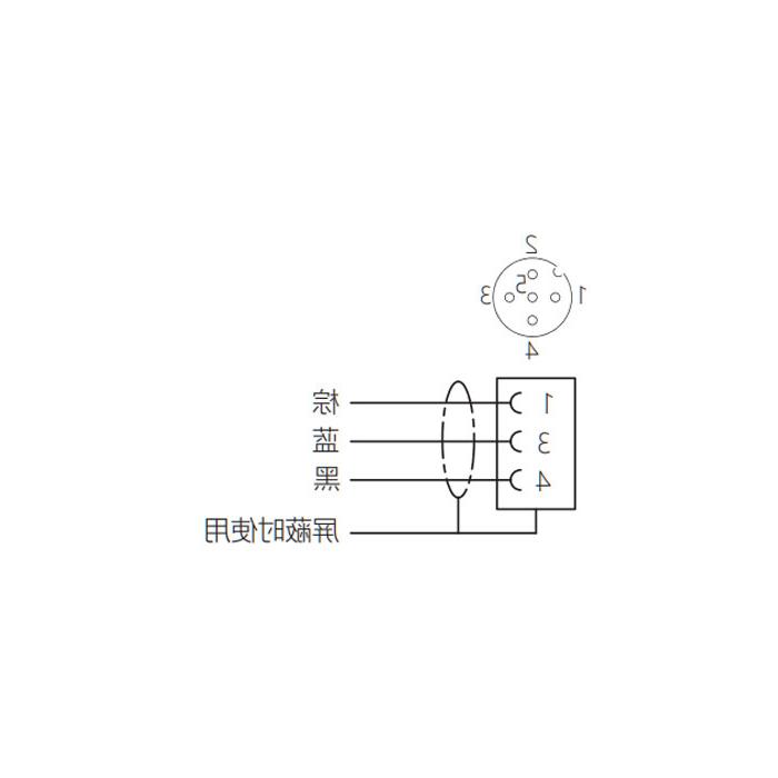 M12 3Pin, straight female, single-end precast cable, PUR material, yellow sheath, 64T011-XXX